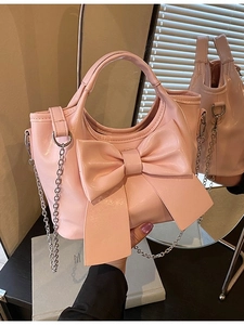 Damen Mode PU Leder Eimertasche Große Schleife Kette Dekoration Süße Umhängetasche Handtasche Für Den Täglichen Gebrauch Reise Schultertasche