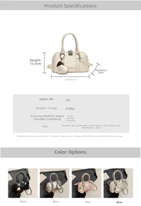 Detailed size chart and multi-color comparison of PU leather crossbody shell handbags
