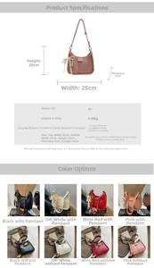 Detailed view of women's retro PU leather shoulder bag featuring size and color options