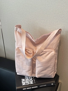 Women Large Capacity Nylon Tote Bag Workwear Style Crossbody Bag Multi Pocket Lightweight Shoulder Bag For Daily School Travel