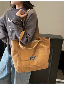 Large Capacity Canvas Tote Bag Women Fashion Commuter Shoulder Bag Student School Handbag Multi Pocket TCT Embroidery