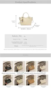 Size chart showing dimensions for large capacity quilted PU leather crossbody bucket bag