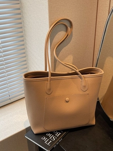 Minimalistische Tragetasche Aus PU Leder Mit Großer Kapazität Und Kieseltextur-Fronttasche Für Damen Lässige Pendler-Schultertasche