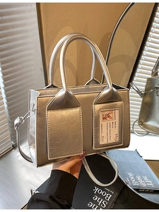 Fashion Women PU Leather Crossbody Bag Minimalist Metallic Silver Cream White Handbag With Card Slot Adjustable Strap