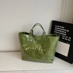 Damen Mode Große Kapazität Tote-Bag Falten DuPont-Papier Handtasche Mit Wasserdichter PVC-Schicht Trendy Lässige Einkaufstasche Buchstaben-Druck