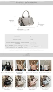 Detailed dimension guide and multi-color comparison of the PU leather Boston bag