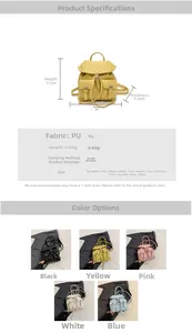 Detailed dimensions of the versatile PU leather backpack with multi-angle measurements