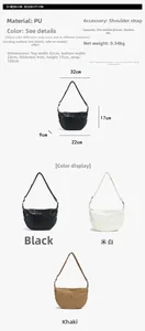 Detailed size and dimension specs for the PU leather crescent crossbody dumpling bag