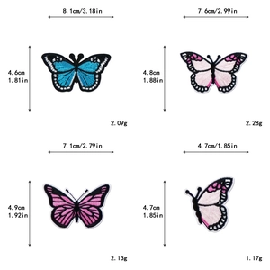 Dimensions et poids détaillés des écussons papillon brodés pour décoration de vêtements