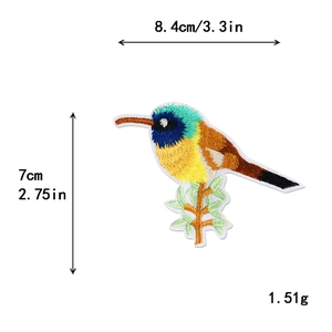 Bunter Kolibri Stickerei Aufnäher 8,4x7cm für DIY Kleidung Dekoration Zubehör