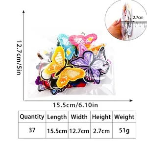 Lot de 37 écussons papillons brodés colorés pour décoration de vêtements et chapeaux