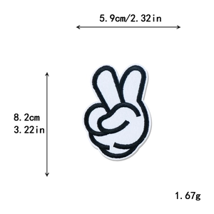 Embroidered cartoon hand gesture patch for DIY clothing decor showing victory sign