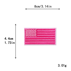 Pink American flag embroidered patch with star and stripe pattern 8cm x 4.4cm size details