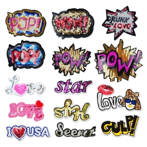 Comic Pop Art Pailletten Borduurwerk Patches Slogan Letter Opstrijkbare Decoratieve Stof Patches Voor Kleding Tassen Hoeden DIY