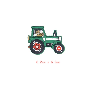 Écusson brodé tracteur vert pour décoration de vêtements DIY, taille 8,2cm x 6,2cm