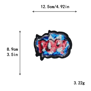 Borduurwerk POP letter pailletten patch voor kleding en tassen met afmetingen