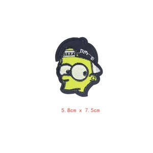 Cartoon character embroidery patch with glasses and beanie, size 5.8cm x 7.5cm for DIY decor