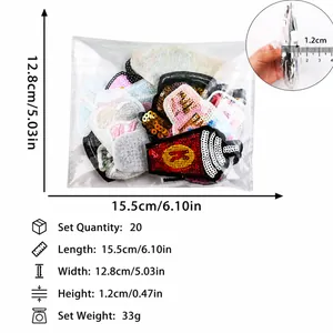 Set di 20 toppe ricamate con gelato di paillettes con misure per decorazioni fai-da-te