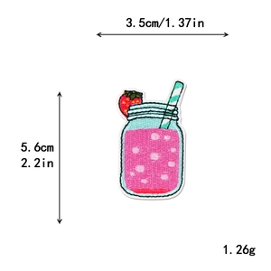 Erdbeere Einmachglas Stickerei Aufnäher für DIY Kleidung Dekoration in Pink und Blau