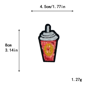 Parche de batido bordado con lentejuelas rojas para decoración de ropa bricolaje