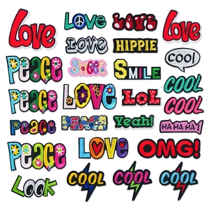 Embroidery Letter Patches Fabric Iron On Applique For Bag Jacket Jeans Clothing Repair Decorative Love Peace Cool Patch