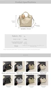 Detailed size specifications and color options for women's crossbody bucket bag