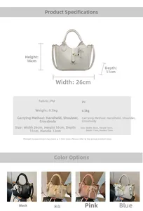Size guide for luxury lychee texture bucket bag showing dimensions and carry options