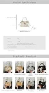 Detailed size specifications and color options for this stylish bow shoulder bag