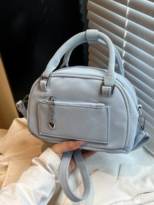 Borsa da Bowling in Pelle PU Stile Coreano Donna Moda Pendaglio Cuore Tracolla Spalla Vintage Borsa a Mano Borsa a Cuscino