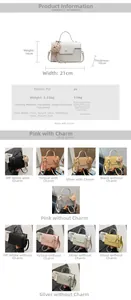 Detailed size specifications and color options for the stylish PU leather crossbody bag
