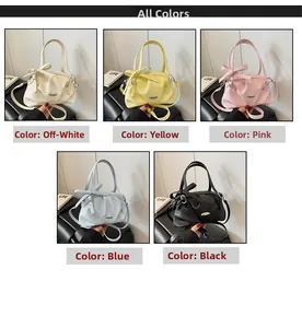 Détails des sacs à nœuds tendance en blanc cassé, jaune, rose, bleu et noir élégants