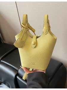 Semplice Borsa a Secchiello in Pelle PU Trama Litchi per Donna Borsa a Tracolla alla Moda Borsa a Mano Casuale Quotidiana