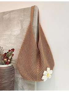 Damen Große Strick Hohlraum Tragetasche Handgefertigte Häkel Gänseblümchen Blume Schultertasche Sommer Strand Urlaub Casual Handtasche
