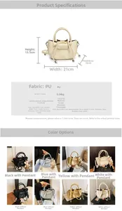 Dimensions détaillées du mini sac seau plissé avec les spécifications de taille