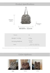 Spécifications détaillées de taille pour sac fourre-tout en toile léopard 32x32x11cm