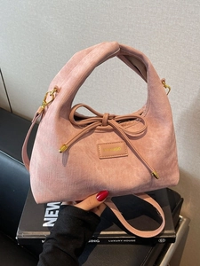Korean Style Women PU Leather Dumpling Crossbody Bag Fashion Bow Drawstring Handbag Casual Niche Shoulder Bag Small Purse