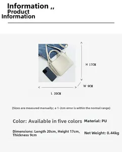 Specifiche dettagliate delle dimensioni della borsa a secchiello in pelle PU bianco sporco