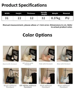 Detailed size chart and color selection guide for a minimalist PU tote bag