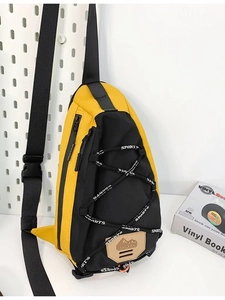 Sac bandoulière extérieur imperméable jaune et noir avec sangle de sport ajustable