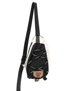Sac de poitrine extérieur noir et blanc avec cordon sport et empiècement logo en cuir