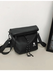 Japanese Style Nylon Crossbody Bag For Men Women Casual Water Resistant Messenger Bag With Drawstring Adjustable Shoulder Strap