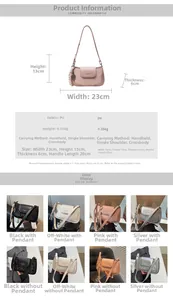 Detailed size chart and multi-color options for the minimalist faux leather baguette bag