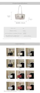 Detailed size specifications and color options for the minimalist PU leather bucket bag