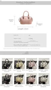 Detailed size guide and color matrix for the PU leather Boston crossbody handbag