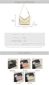 Detailed size guide and material specs for large PU leather shoulder tote bag
