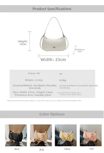 Detailed view of woven texture PU leather underarm bag with dimensions and color options