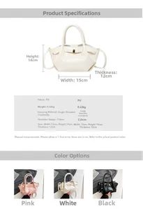 Detailed size chart and material guide for the compact PU leather pleated crossbody bag