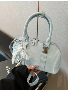 Damen Boston Umhängetasche PU Leder Kleine Handtasche Künstliche Perle Spitze Schleife Band Charm Elegante Mode Täglich Satchel Schultertasche