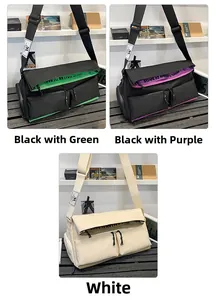 Sacs messagers en nylon avec multi-poches et doublure intérieure contrastée