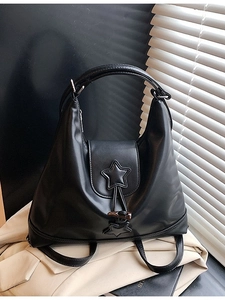 Women Star Decor PU Leather Dual Use Backpack Handheld Shoulder Bag Large Capacity Minimalist Casual Travel Fashion Tote Bag